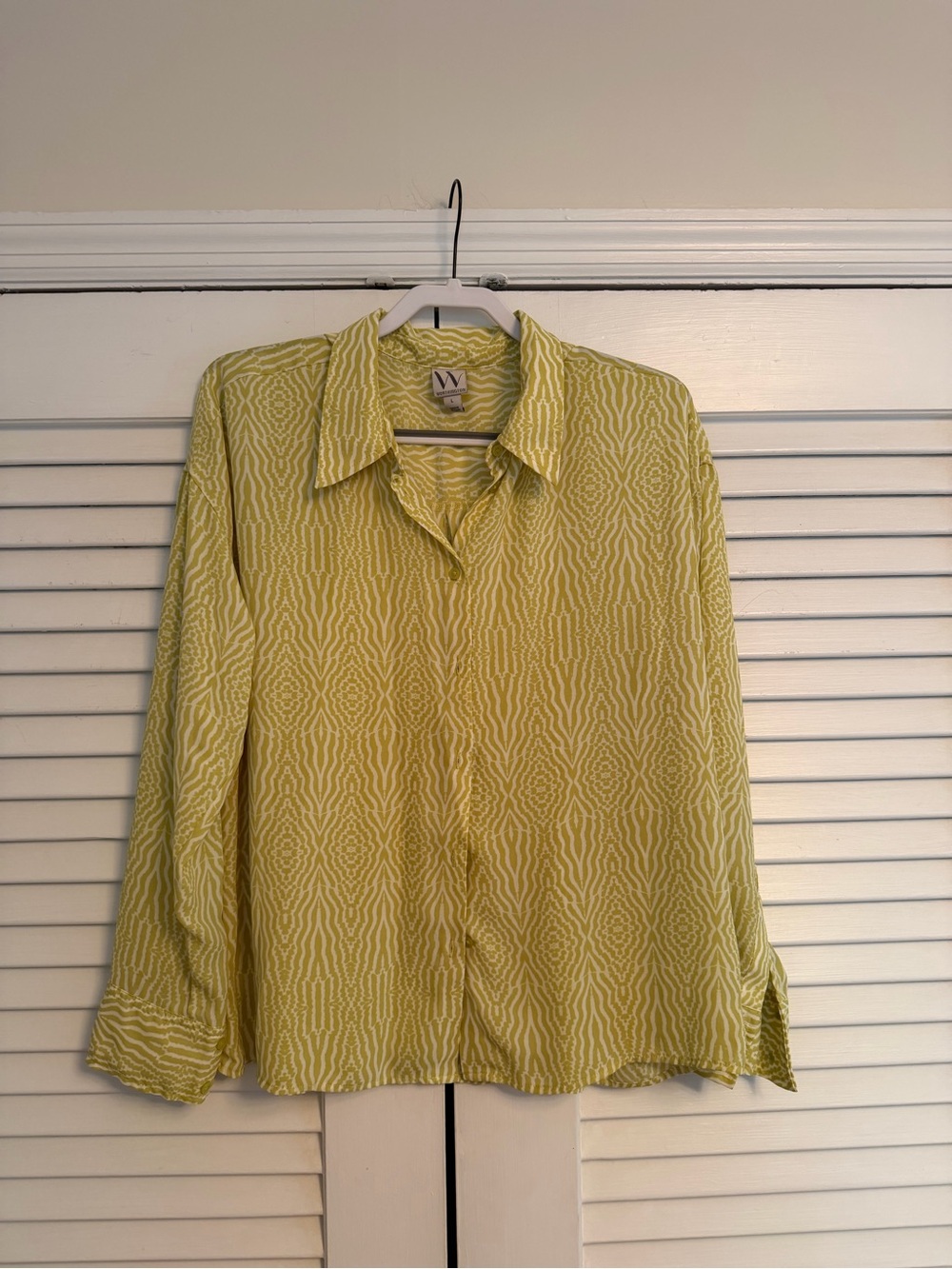 Worthington Lemon-Green Patterned Button-Down Shirt